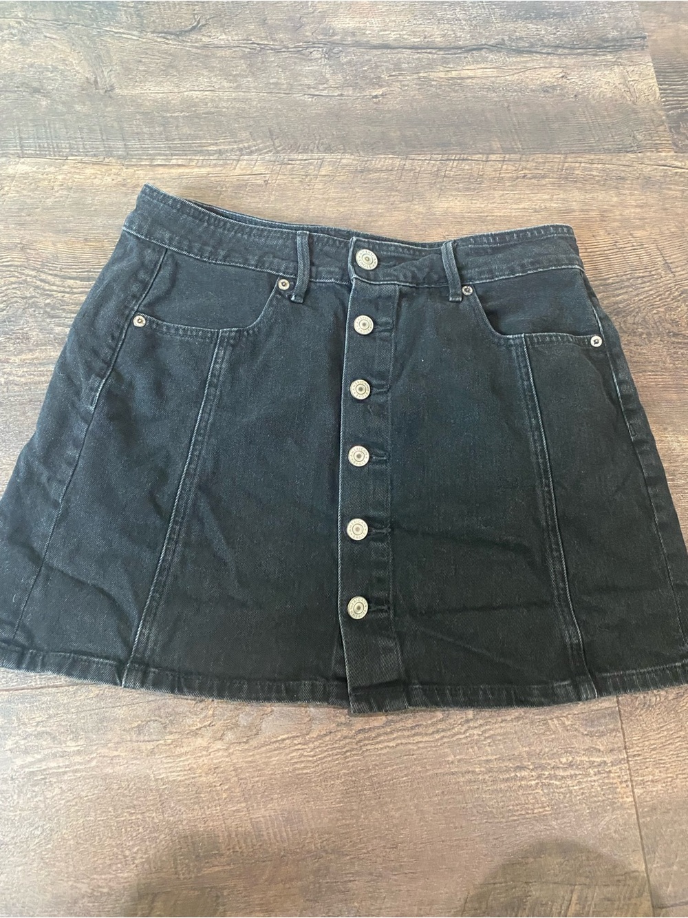 American Eagle Outfitters Black Button-Front Mini Skirt